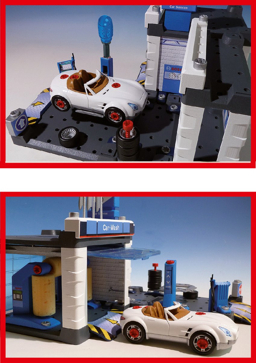Klein Toys Bosch car service autogarage - montagespeelgoed met hefbrug en wasstraat - 41x39x29 cm - blauw — afbeelding 4