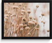 Fotolijst inclusief poster 40x30 cm - Droogbloemen beige - Foto in kader - Wanddecoratie - Landelijke natuur decoratie - Fotokader muurposter - Posters in fotolijsten - Houten frame ophangsysteem - lijst - posterlijst