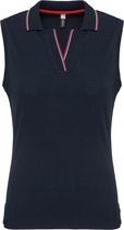 Polo Dames L Kariban V-hals Mouwloos Navy / Red / White 100% Katoen