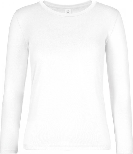 T shirt Dames XXL B C Ronde hals Lange mouw White 100 Katoen bol