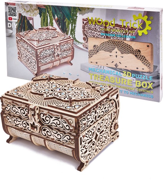 Wood Trick Treasure Chest 3D Wooden Puzzle for Adults and Wood Trick Treasure Chest 3D Wooden Puzzle for Adults and
