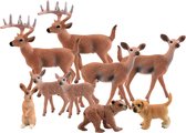 9 stuks bosdieren set, miniatuur figuren bos dieren herten beeldje, hond, konijn, beer figuur miniatuur dieren bos taart toppers