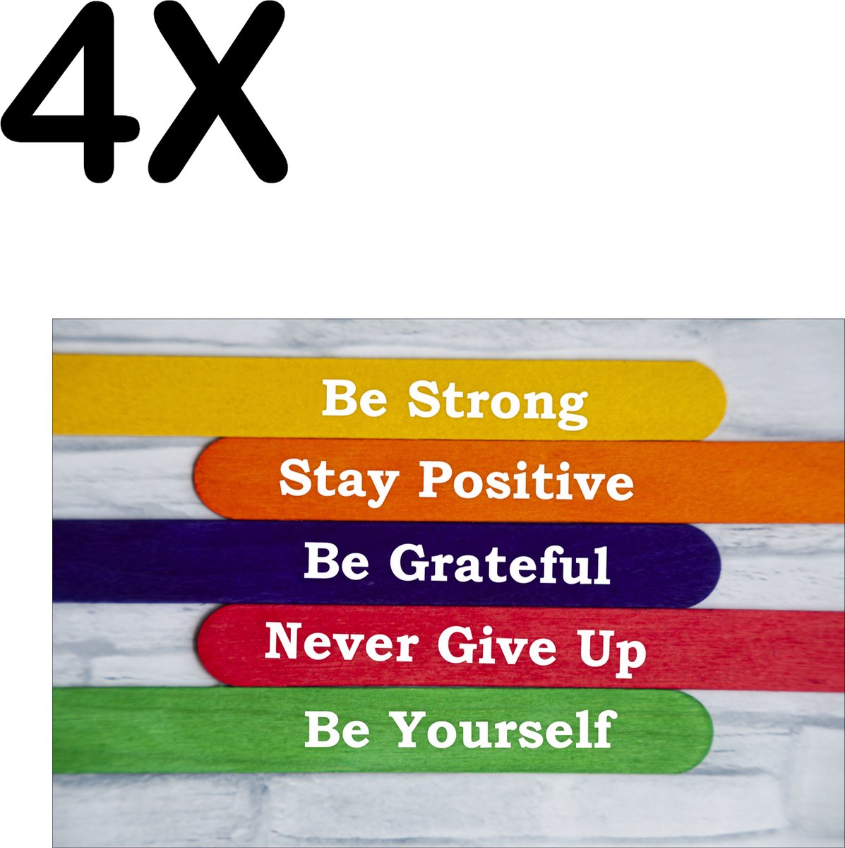 BWK Textiele Placemat - Motivatie Teksten - Set van 4 Placemats - 45x30 cm - Polyester Stof - Afneembaar