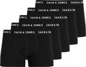 Vijf zwarte boxershorts met witte JACK & JONES tailleband.