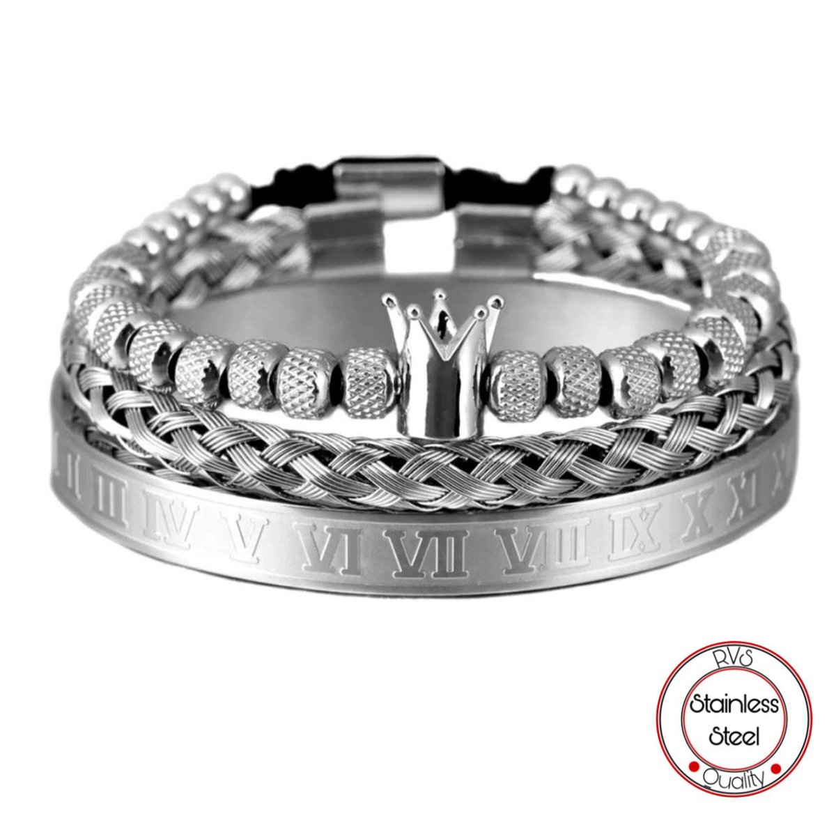 Soraro Roman Kroon Armbanden | Zilveren Armbanden | Armband Mannen | Armband Heren | Cadeau voor Man | Mannen Cadeautjes | Vaderdag | Vaderdag Cadeau