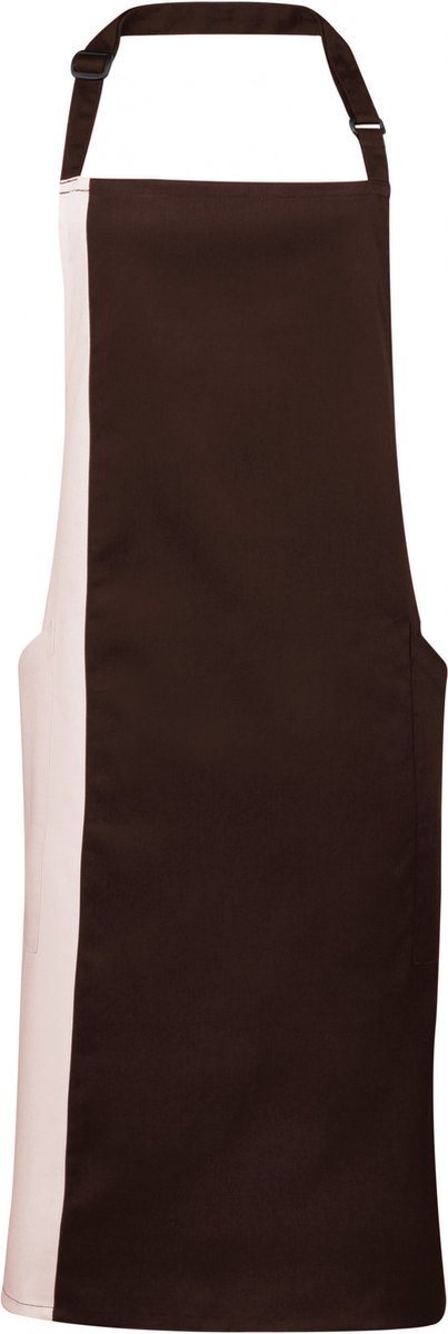 Premier Contrast Bib Apron PR162 - Brown / Natural - One size