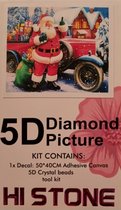 Diamond Painting kerst 50x40cm kerstman met kerst auto