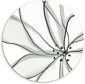 WallCircle - Cercle mural ⌀ 120 - Bloem - Art - Wit - Zwart - Tableaux ronds salon - Plaque murale ronde - Cercle de Décoration murale - Décoration de chambre à l'intérieur - Cercle de Décoration murale - Accessoires de maison XXL