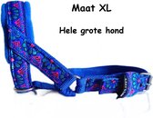 Gentle leader - Gevoerd - Maat XL - Blauw - Bloemen - Antitrek hoofdhalster hond - Hoofdhalster hond - Antitrek hond - Trainingshalsband