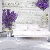 Fotobehangkoning - Behang - Vliesbehang - Fotobehang - Lavender postcard - Lavendel - 100 x 70 cm