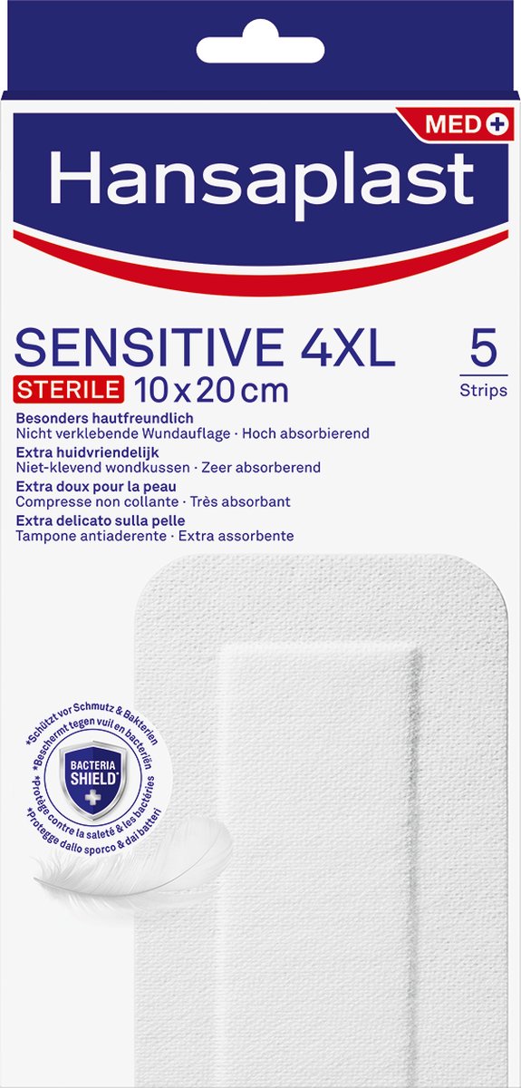 Goedkoopste Hansaplast Sensitive 4XL Pleisters - Wondpleisters - Wondverzorging - Grote Pleisters - Eilandpleister 10x20 cm - 5 Stuks