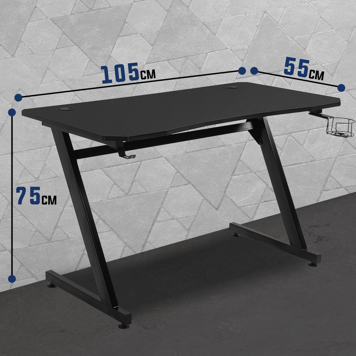 Bayt Game Bureau - Gaming Bureau - Gaming desk - Computer Tafel - 105 x 55 x 75 cm - Zwart thumbnail 4