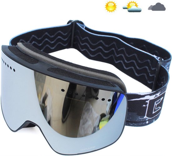 Livano Skibril - Ski Zonnebril - Dames - Heren - Wintersport - Winddicht - UV-Bescherming - Ski Gadgets - Zilver