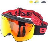 Livano Skibril - Ski Zonnebril - Dames - Heren - Wintersport - Winddicht - UV-Bescherming - Ski Gadgets - Rood Met Grijs