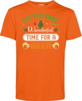 T-shirt kind Time For A Beer | Foute Kersttrui Dames Heren | Kerstcadeau | Kerstpakket | Oranje | maat 116