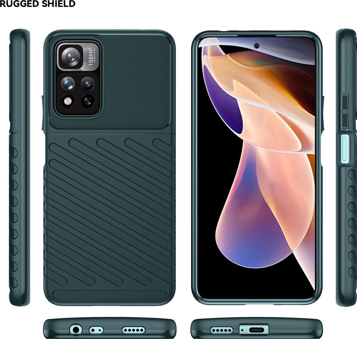 Mobigear Hoesje geschikt voor POCO M4 Pro 5G Telefoonhoesje Flexibel TPU | Mobigear Groove Backcover | M4 Pro 5G Case | Back Cover - Groen