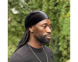 Fluwelen Durag / Velvet Du-rag / Do-rag / Bandana AfricanFabs® - Unisex - Zwart - Waves
