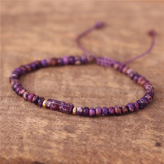 Bracelet Lilas Violet | Bracelet de perles de pierres précieuses Bracelets de perles | 19cm 8mm | Hommes femmes