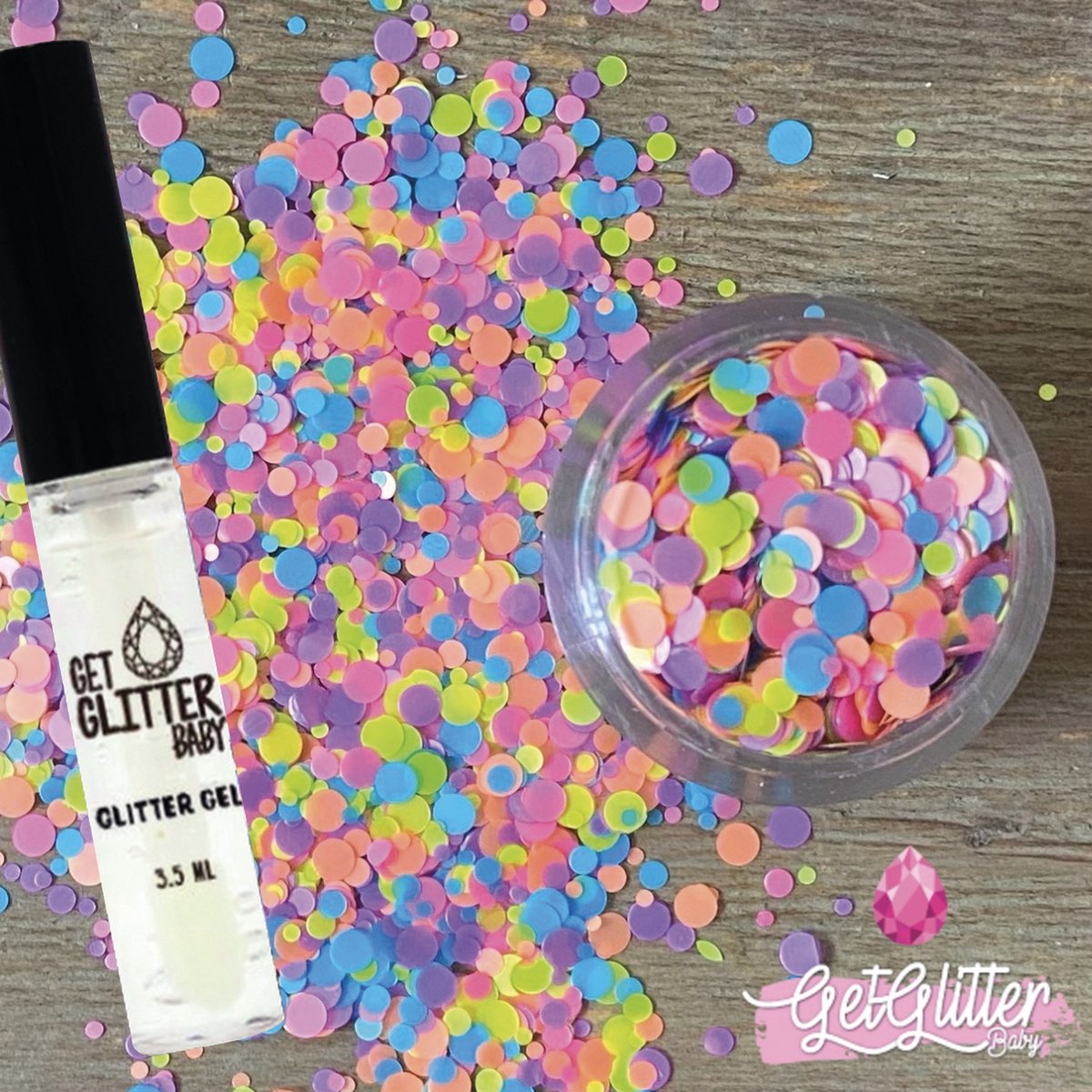 GetGlitterBaby® - Biologische / Biologisch afbreekbare Paarse Blauwe Groene Gele Chunky Festival Glitters voor Lichaam en Gezicht Jewels / Biodegradable Face Body Glittergel - Paars Blauw Roze Oranje Groen Geel - en Glitter HuidLijm