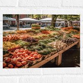 Muursticker - Kraam - Markt - Groente - Fruit - Verkopen - 40x30 cm Foto op Muursticker