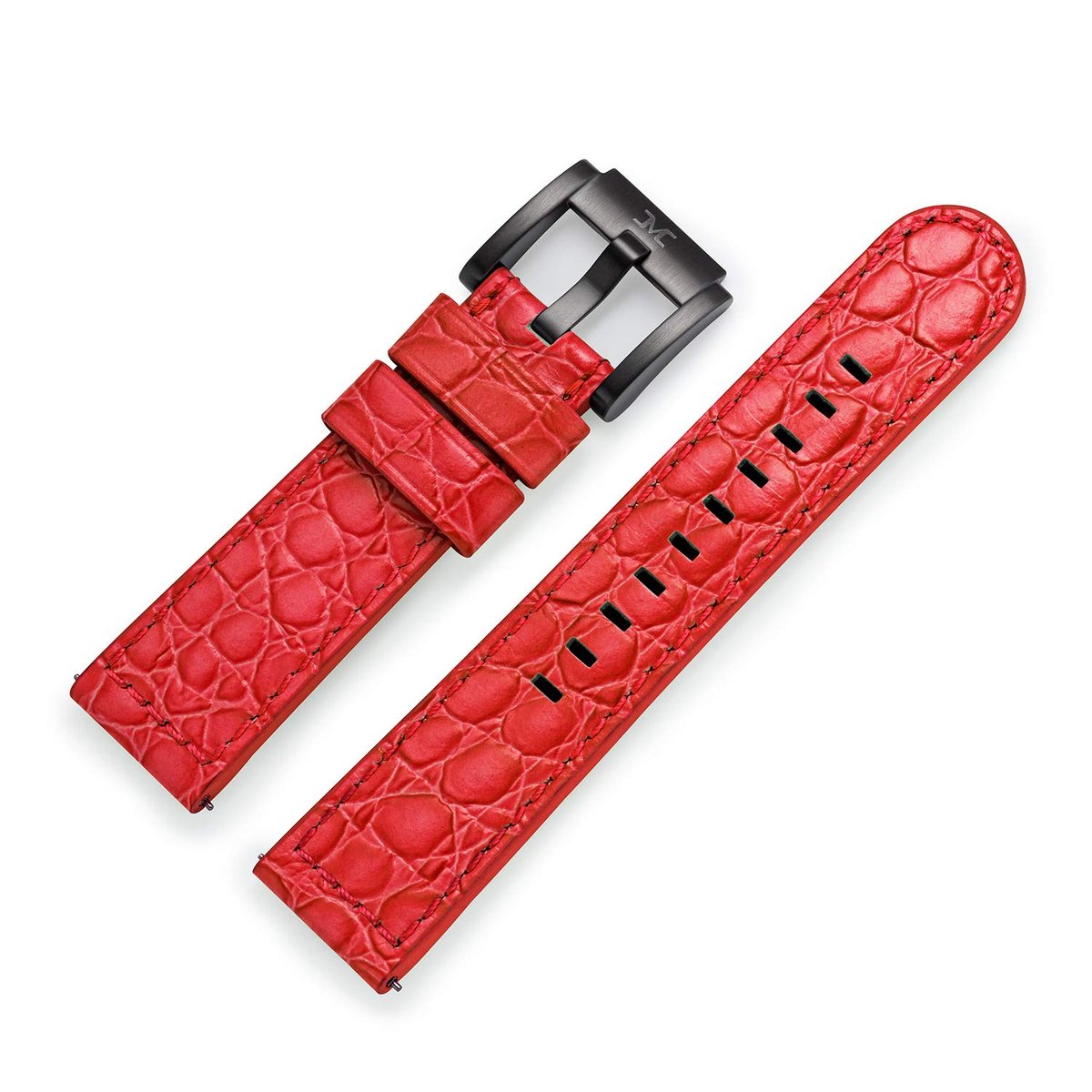 Marc Coblen - TW Steel Horlogeband Rood Leer Alligator met Zwarte Gesp 22mm
