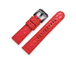 Horlogebandje geschikt voor Samsung Galaxy Watch 3 45mm / Galaxy Watch 46mm / Gear S3 Classic & Frontier – Polar Vantage M / M2 / V3 / Grit X – Garmin Vivoactive 4 – Rood Leer Alligator met Zwarte Gesp 22mm