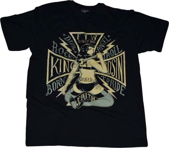 King Kerosin T-shirt Born To Ride Zwart