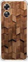 Stevig Telefoonhoesje geschikt voor OPPO A17 Wooden Cubes