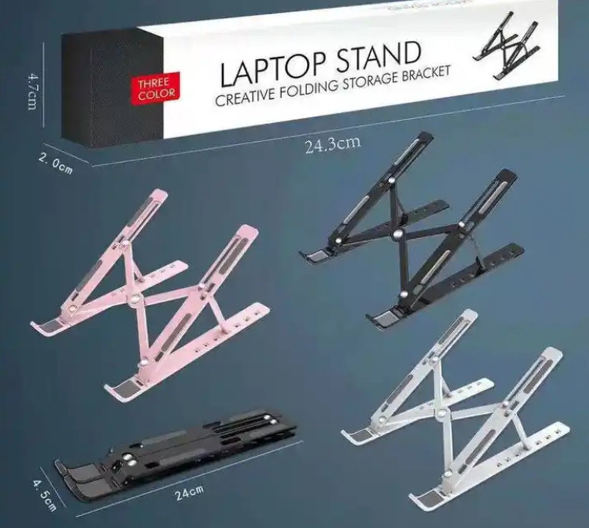 3x ikello laptop en tablet standaard set van 3 kleuren ergonomisch verstelbaar t/m 17 inch(Zwart, Roze en Grijs)