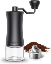 Moulin à café manuel avec broyeur à cône en acier inoxydable CNC, moulin à café manuel portable avec positionnement à double roulement et grossièreté réglable, noir