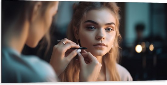 Dibond - Vrouwen - Makeup - Sierraden - 100x50 cm Foto op Aluminium (Wanddecoratie van metaal)