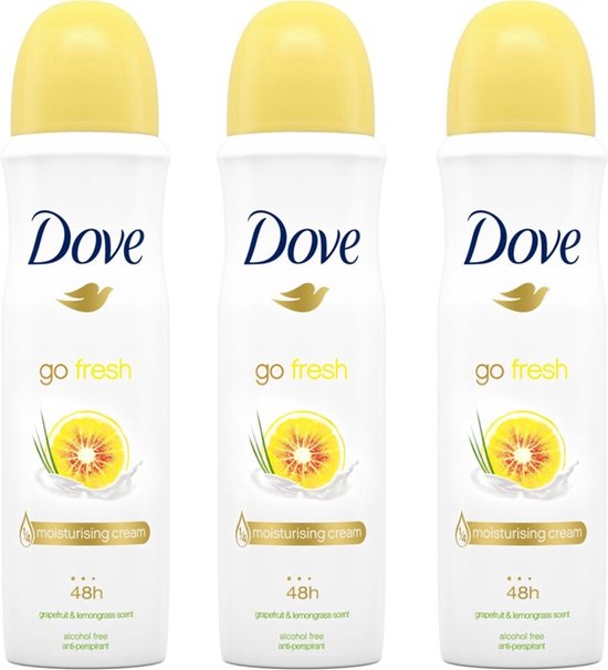 Dove - Deo Spray - Go Fresh - Grapefruit & Lemongrass - 3 x 150 ml
