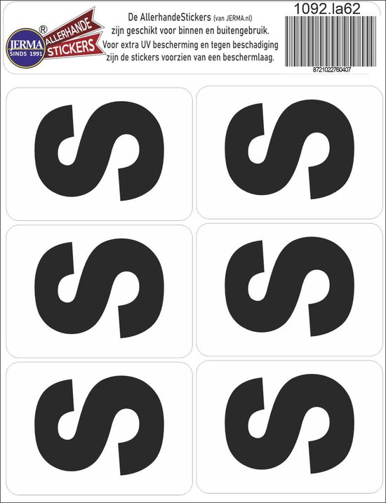 Plakletter S, set 6 stickers | bol.com
