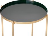 LIFA LIVING Bijzettafel Modern - Groen & Gouden Koffietafel - Rond - Metaal - Voor Woonkamer, Slaapkamer of Kantoor - 37,5 x 47,5 cm