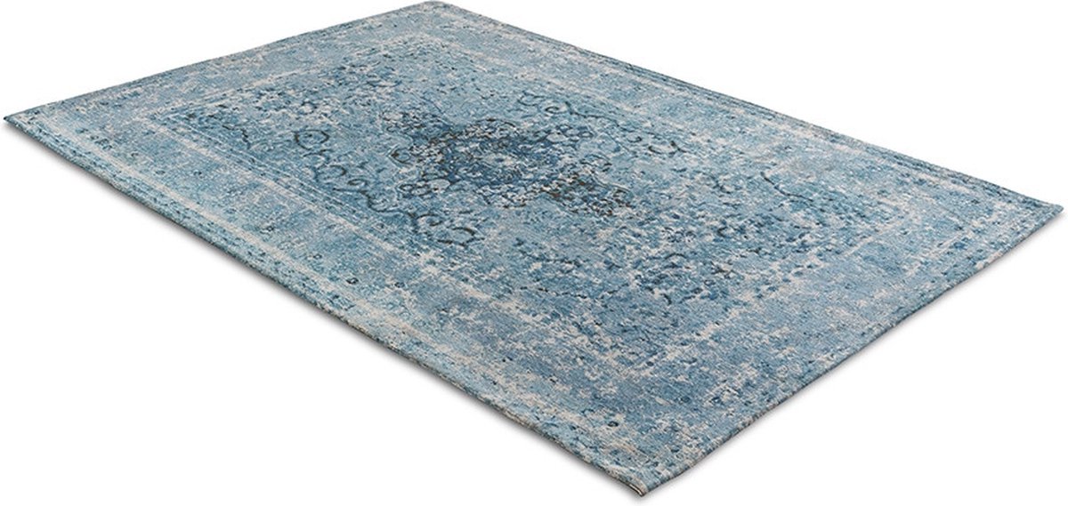 LIFA LIVING Vloerkleed - Katoen - Azuur Blauw - 160 x 230 cm