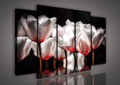 Canvas Schilderij - Bloemen - Planten - Wit - Water - Natuur - Inclusief Frame - 150x100cm (lxb) - 5 Luiks