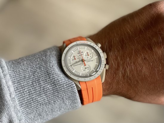 20mm Curved rubber strap Orange Omega x Swatch Moonswatch - Gebogen rubber horloge band