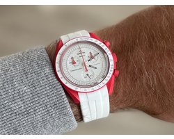 20mm Curved rubber strap White Omega x Swatch Moonswatch - Gebogen rubber horloge band