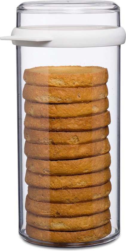 Récipient de conservation rond 1,9 litre, SAN/TPE, blanc avec bague d'étanchéité, 13,4 x 12 x 24 cm, sans BPA, passe au lave-vaisselle