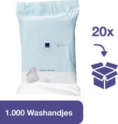 ABENA Premium Molton Wegwerp Washandjes – 1.000 washandjes - Voordeelverpakking 20 x 50 stuks – Van Kwalitatief Zacht, Dun en Sterk Materiaal – Hygiënisch – Voor Eenmalig Gebruik – Royale Handinsteek – Perfect voor Onderweg