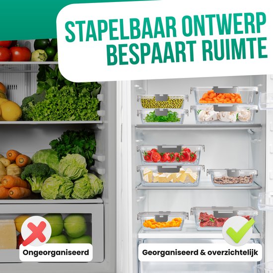 Avalo Boîtes de conservation Glas - Récipients de Prep de repas - Récipients de congélation - Avec couvercle - 5 pièces 1060 ml