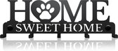 Sleutelhouder Muur Haak voor Hondenriem, Sleutelrekje Klein, Hond Kapstok, Sleutelhaken voor Muurstok, Metalen Decoratie Zwart, Sleutelbord, Home Sweet Home Wandhaken