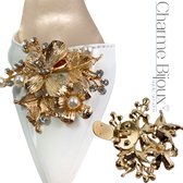 Schoen -clips- Goudkleurige- bloem- trouwschoen- Charme Bijoux