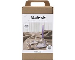 Creativ Company Starter DIY Set Resin Casting 3 Kaars holders en 2 Dienbladen Blauw Licht Roze Wit 1 pack