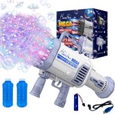 Huntex Bazooka Bubble Gun Toy 64 Trous Blauw - Avec Siècle des Lumières LED - Bulle soufflante Gun - Machine - Mariage - Groot