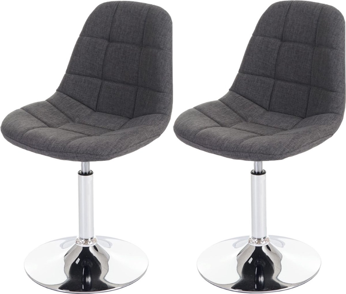 Cosmo Casa Set van 2 Eetkamerstoelen - Draaistoel - 360 Roteerbaar - Chroom - Grijs - Kunstleer