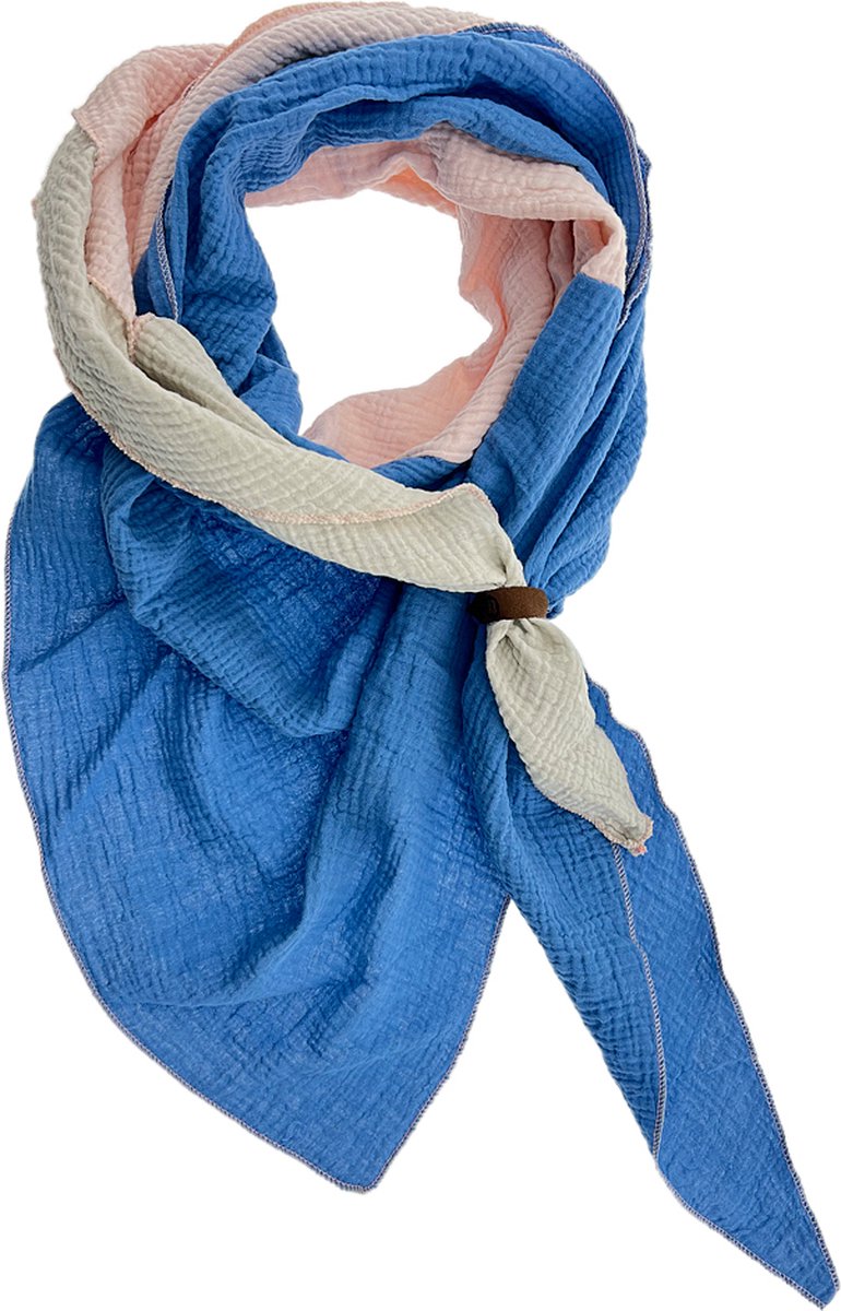 LOT83 Sjaal Yara - Vegan leren sluiting - Omslagdoek - Ronde sjaal - Tricolore 10 - 1 Size fits all