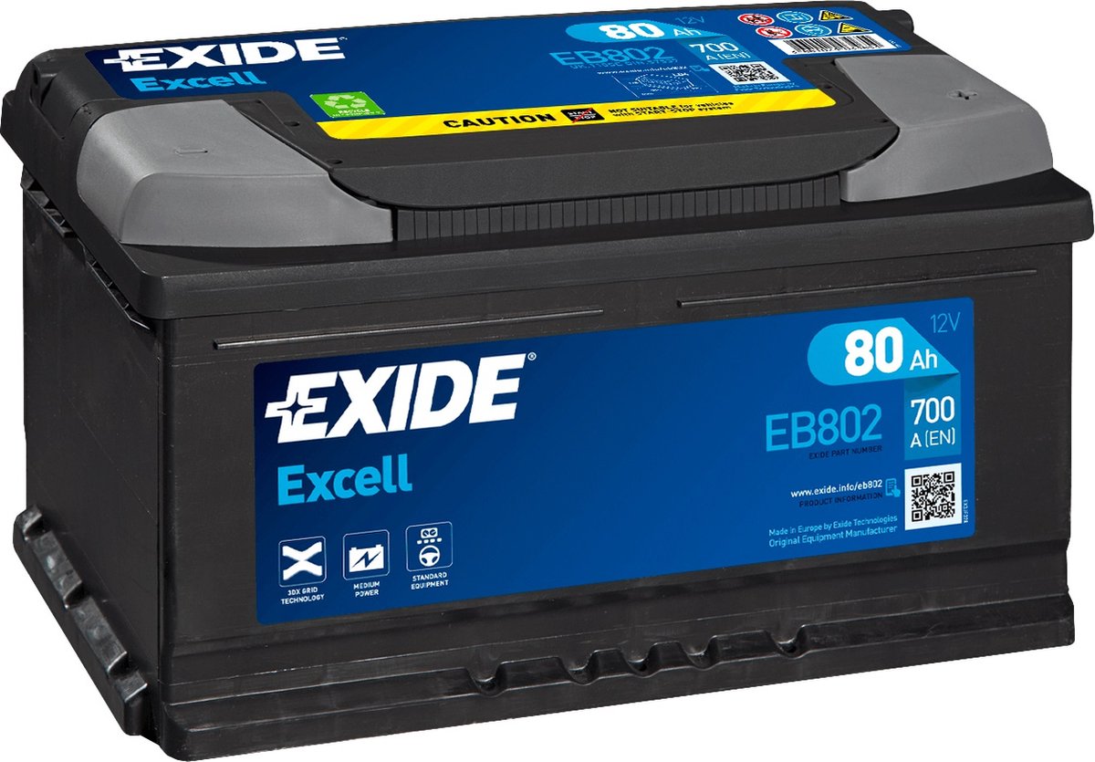 Exide Technologies EB802 Excell 12V 80Ah Zuur