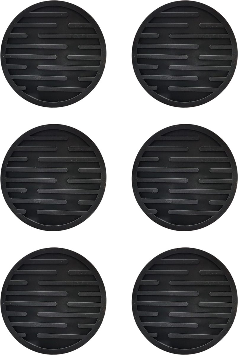 Onderzetters voor glazen rond - onderzetters siliconen zwart - onderzetters design 6 stuks - oDaani