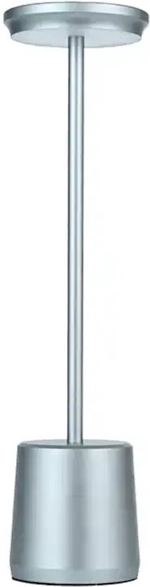 Luxus Tafellamp Touch Deluxe - Alexia - Zilver - 34cm - Oplaadbaar en Dimbaar - Voor binnen en buiten